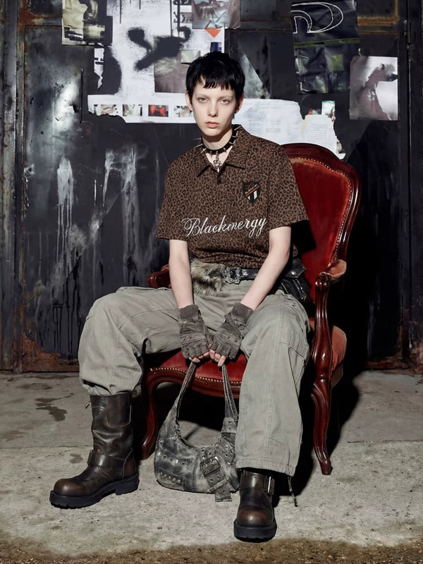 Leopard Print Embroidered Collared Shirt 5