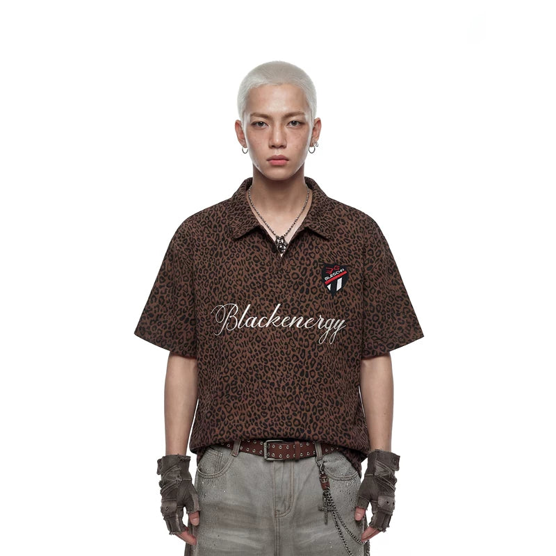 6242056935824,6242056935825,6242056935826,6242056935827, Leopard Print Embroidered Collared Shirt