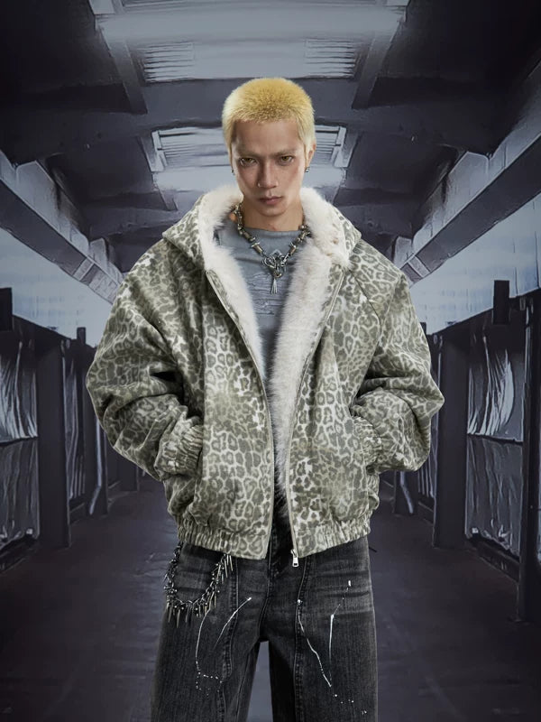 Leopard Print Faux Fur Lined Hooded Jacket 2
