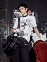Leopard Print Graphic Henley T-Shirt 5