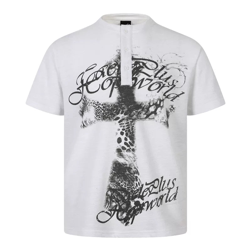 6223256559605,6223256559606,6223256559607,6223256559608, Leopard Print Graphic Henley T-Shirt
