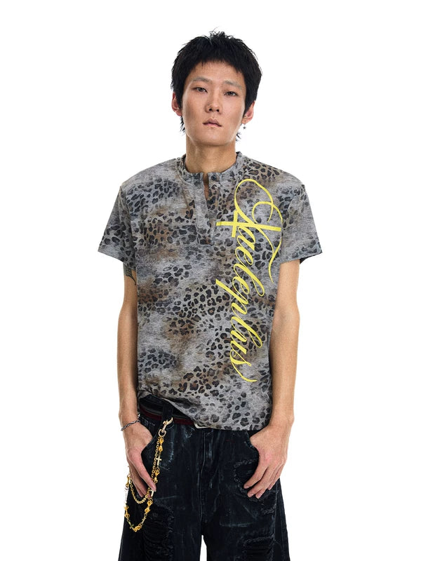Leopard Print Henley T-Shirt 3