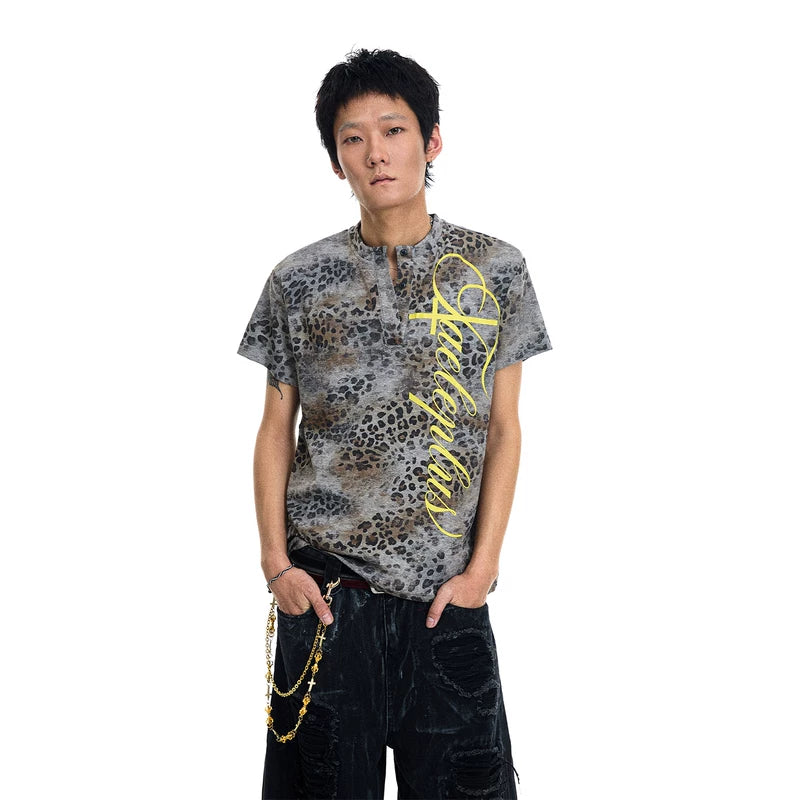 6235064946841,6235064946842,6235064946843, Leopard Print Henley T-Shirt