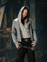 Leopard Print Layered Zip Up Hoodie 1