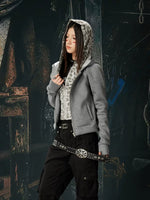 Leopard Print Layered Zip Up Hoodie 2