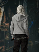 Leopard Print Layered Zip Up Hoodie 3
