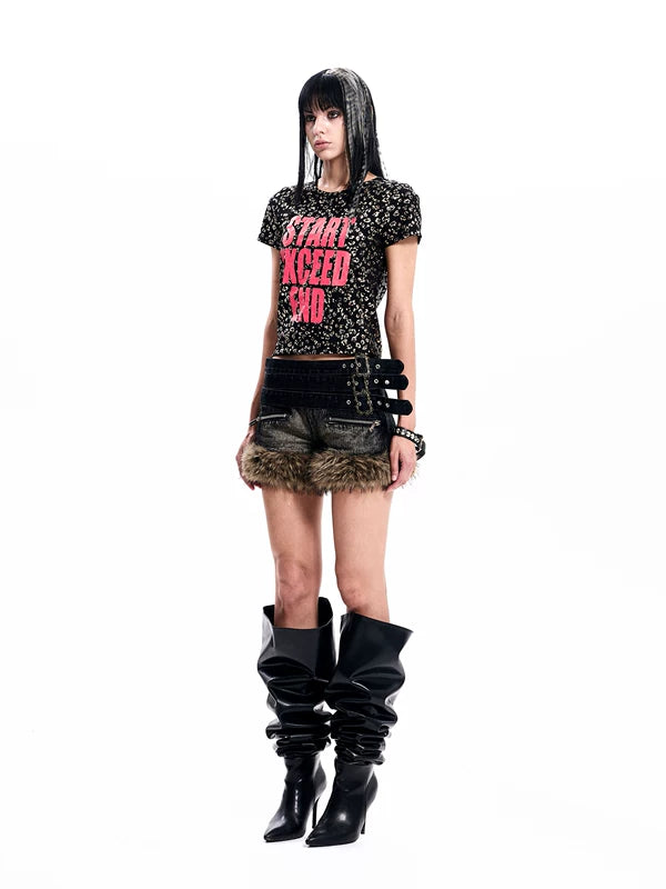 Leopard Print Letter Graphic T-Shirt 3