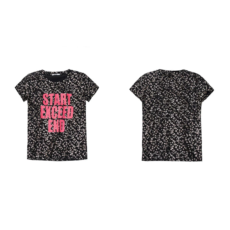 6100103764241,6100103764242,6100103764243,6100103764244, Leopard Print Letter Graphic T-Shirt