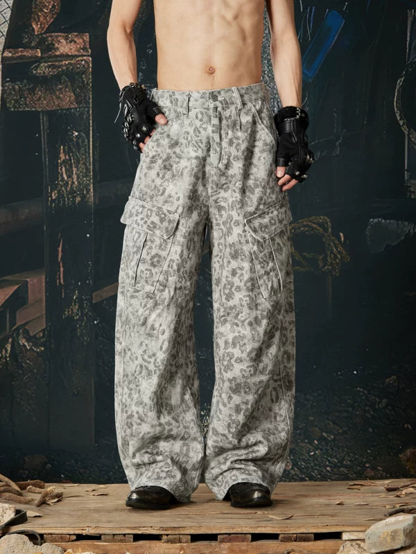 Leopard Print Loose Fit Cargo Pants 2