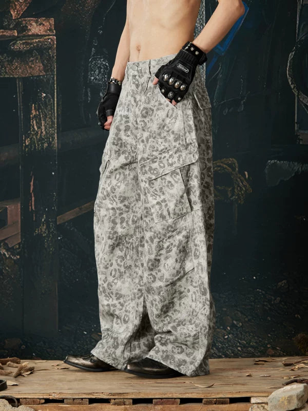 Leopard Print Loose Fit Cargo Pants 3