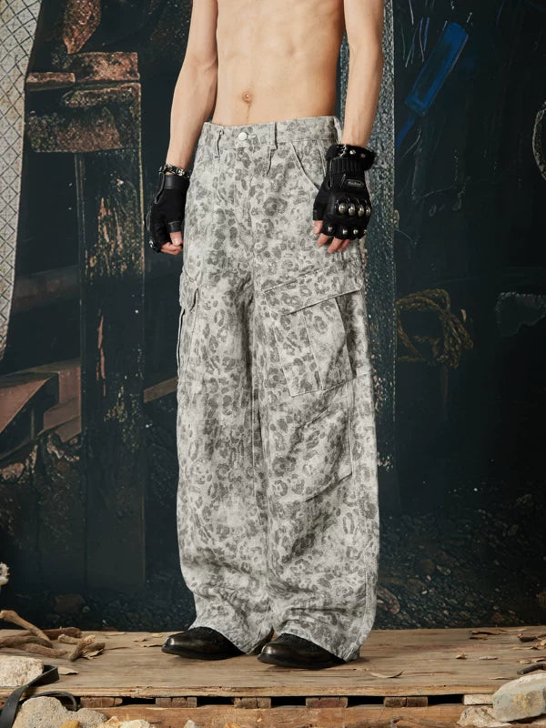 Leopard Print Loose Fit Cargo Pants 5