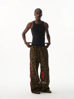 Leopard Print Loose-Fit Straight-Leg Sports Pants 3