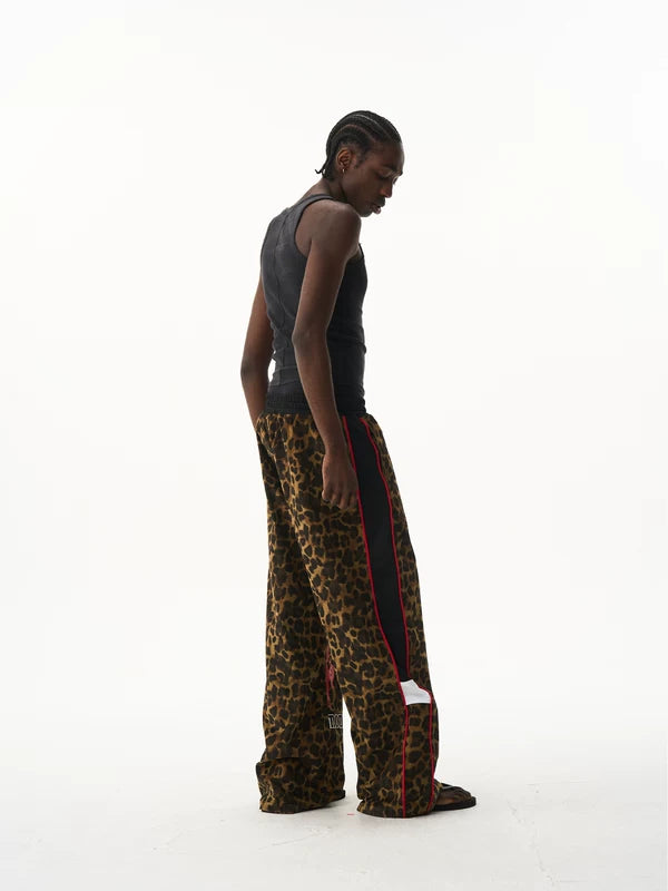 Leopard Print Loose-Fit Straight-Leg Sports Pants 5