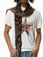 Leopard Print Patchwork Ribbon Scarf 1