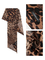 Leopard Print Patchwork Ribbon Scarf 5