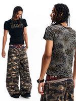 Leopard Print Patchwork Short-Sleeve T-Shirt 1