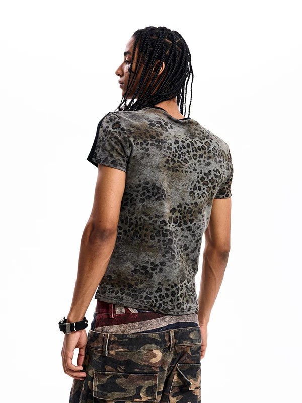 Leopard Print Patchwork Short-Sleeve T-Shirt 3