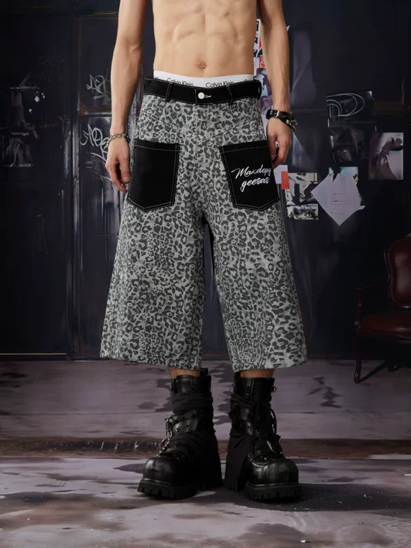Leopard Print Patchwork Shorts 2