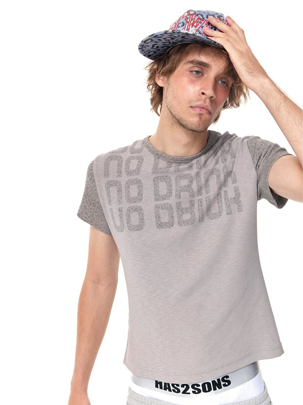 Leopard Print Patchwork Slogan T-Shirt 2