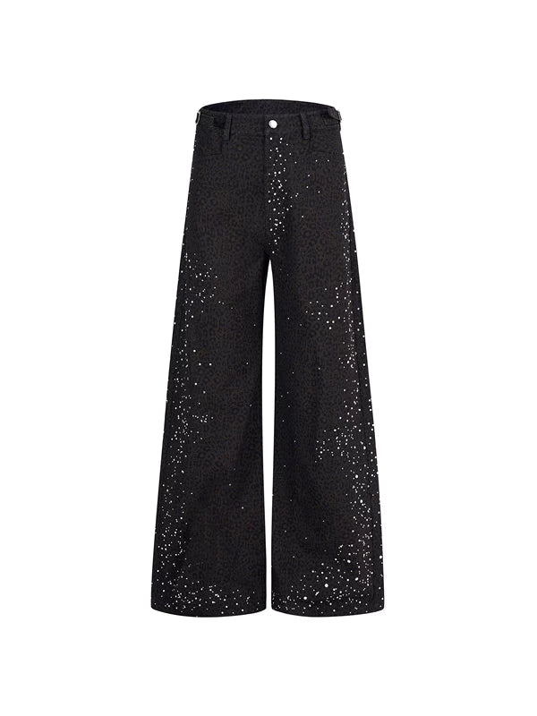 Leopard Print Rhinestone Wide-Leg Pants 5