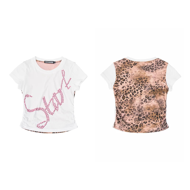 6093748352341,6093748352342,6093748352343,6093748352344, Leopard Print Slim Fit Cropped T-Shirt