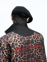 Leopard Print Stand Collar Striped Jacket 5