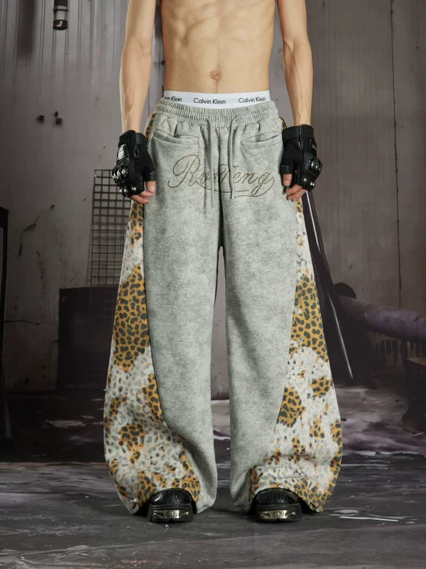 Leopard Print Studded Loose Fit Pants 1