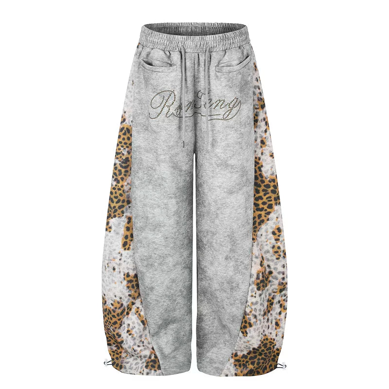 6100658864036,6100658864037,6100658864038,6100658864039, Leopard Print Studded Loose Fit Pants