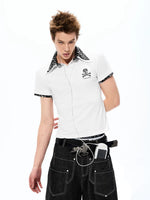 Leopard Print Trim Rhinestone Skull Polo 1