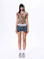 Leopard Print V-Neck Cropped T-Shirt 4