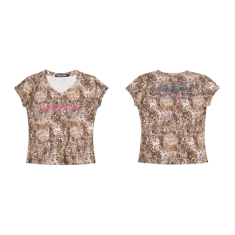 6093754524794,6093754524795,6093754524796,6093754524797, Leopard Print V-Neck Cropped T-Shirt