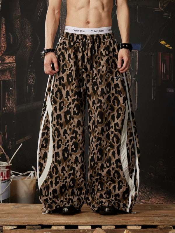 Leopard Print Wide Leg Casual Pants 1