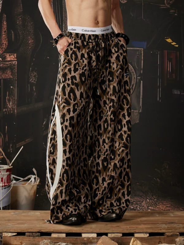 Leopard Print Wide Leg Casual Pants 4