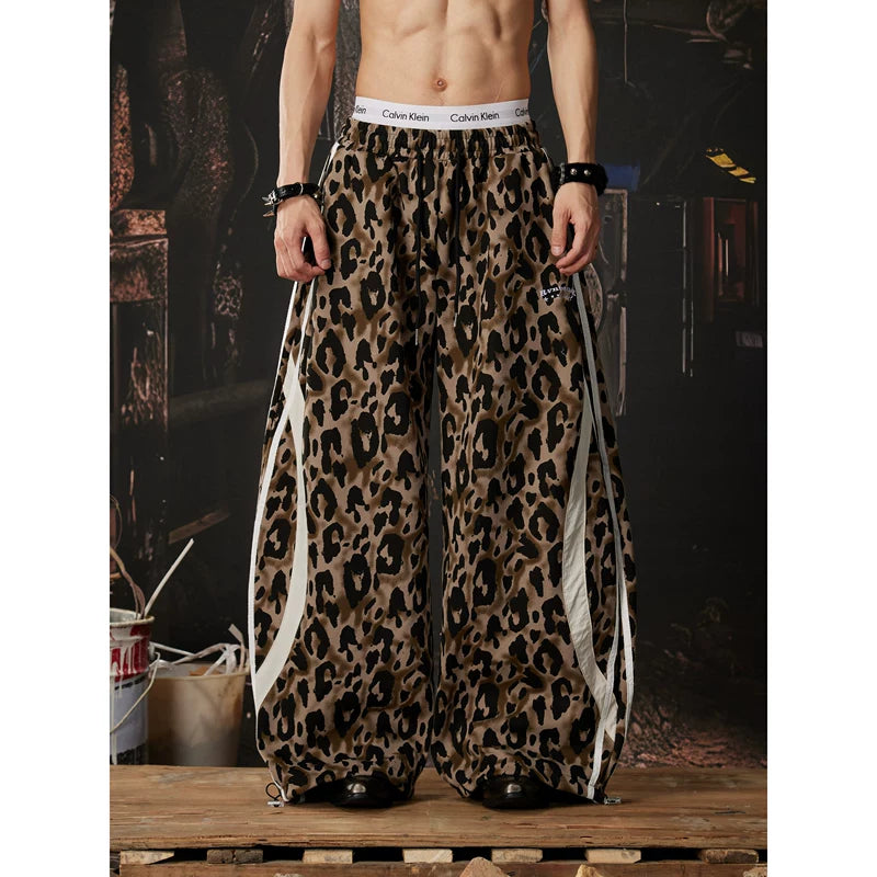 6223901203501,6223901203502,6223901203503,6223901203504, Leopard Print Wide Leg Casual Pants