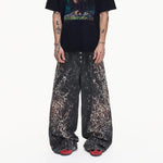 6112993530137,6112993530138,6112993530139,6112993530140,6112993530141, Leopard Print Wide Leg Distressed Jeans Pants