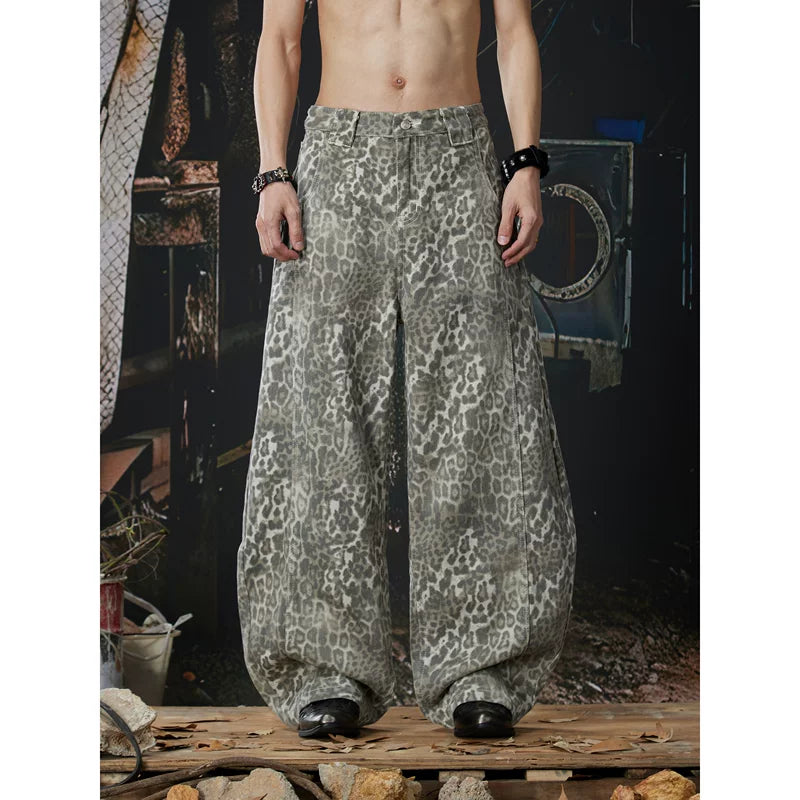 6197209034319,6197209034320,6197209034321,6197209034322,6197209034323, Leopard Print Wide Leg Y2K Jeans Pants