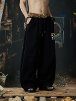 Leopard Trim Wide Leg Fleece Sweatpants 3