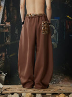 Leopard Trim Wide Leg Fleece Sweatpants 4
