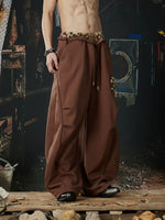 Leopard Trim Wide Leg Fleece Sweatpants 5