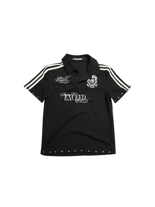 Letter Badge Print Short Sleeve Polo 5