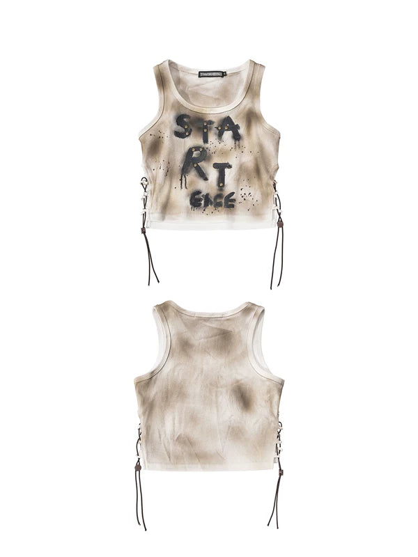 Letter Graffiti Slim Fit Crop Vest 5
