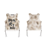 6093781108743,6093781108744,6093781108745,6093781108746, Letter Graffiti Slim Fit Crop Vest