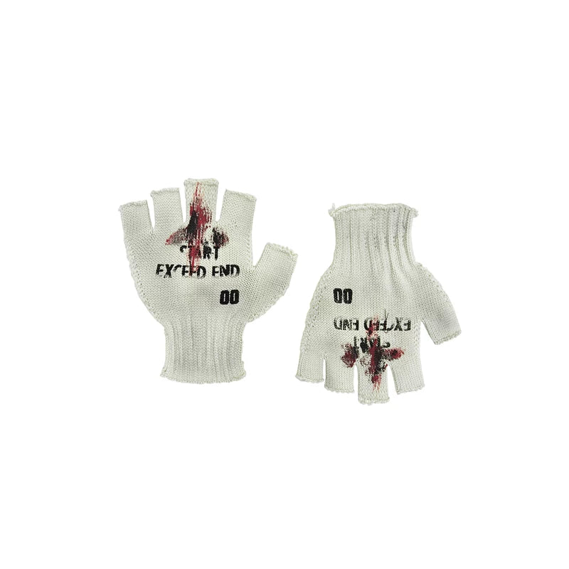 6067373952552, Letter Print Distressed Half-Finger Knitted Gloves
