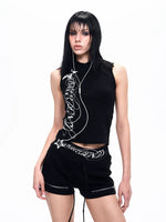 Letter Print Half-Zip Slim Fit Vest 3