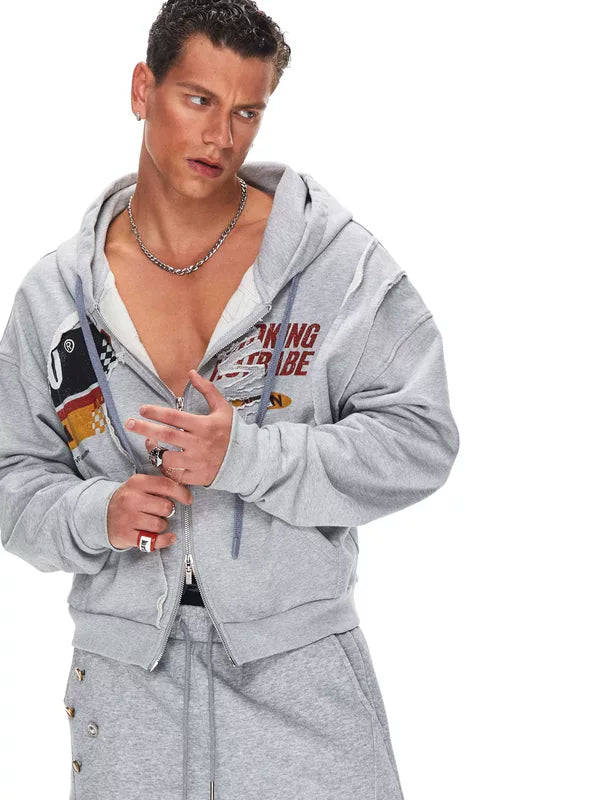 Letter Print Hooded Sweatshirt Shorts Set 3