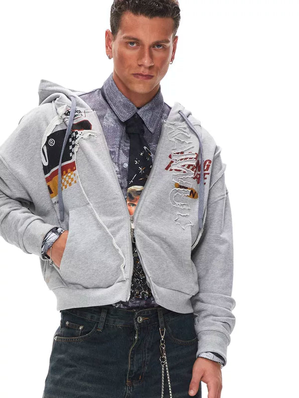 Letter Print Hooded Sweatshirt Shorts Set 4