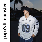 5952631185025,5952631185026,5952631185027, Letter Print Mesh Long-Sleeve Jersey