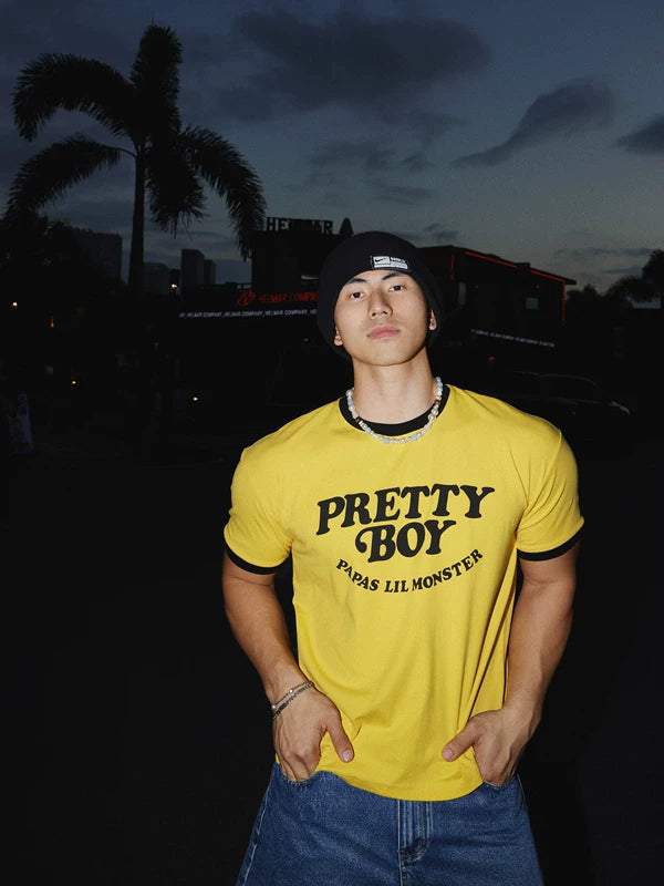 Letter Print Ringer T-Shirt 1