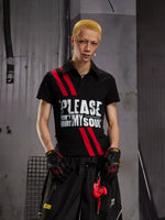 Letter Print Short-Sleeve Polo Shirt 2