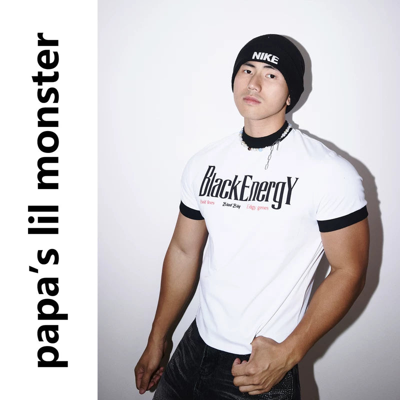 6066158817900,6066158817901,6066158817902,6066158817903, Letter Print Slim Fit T-Shirt